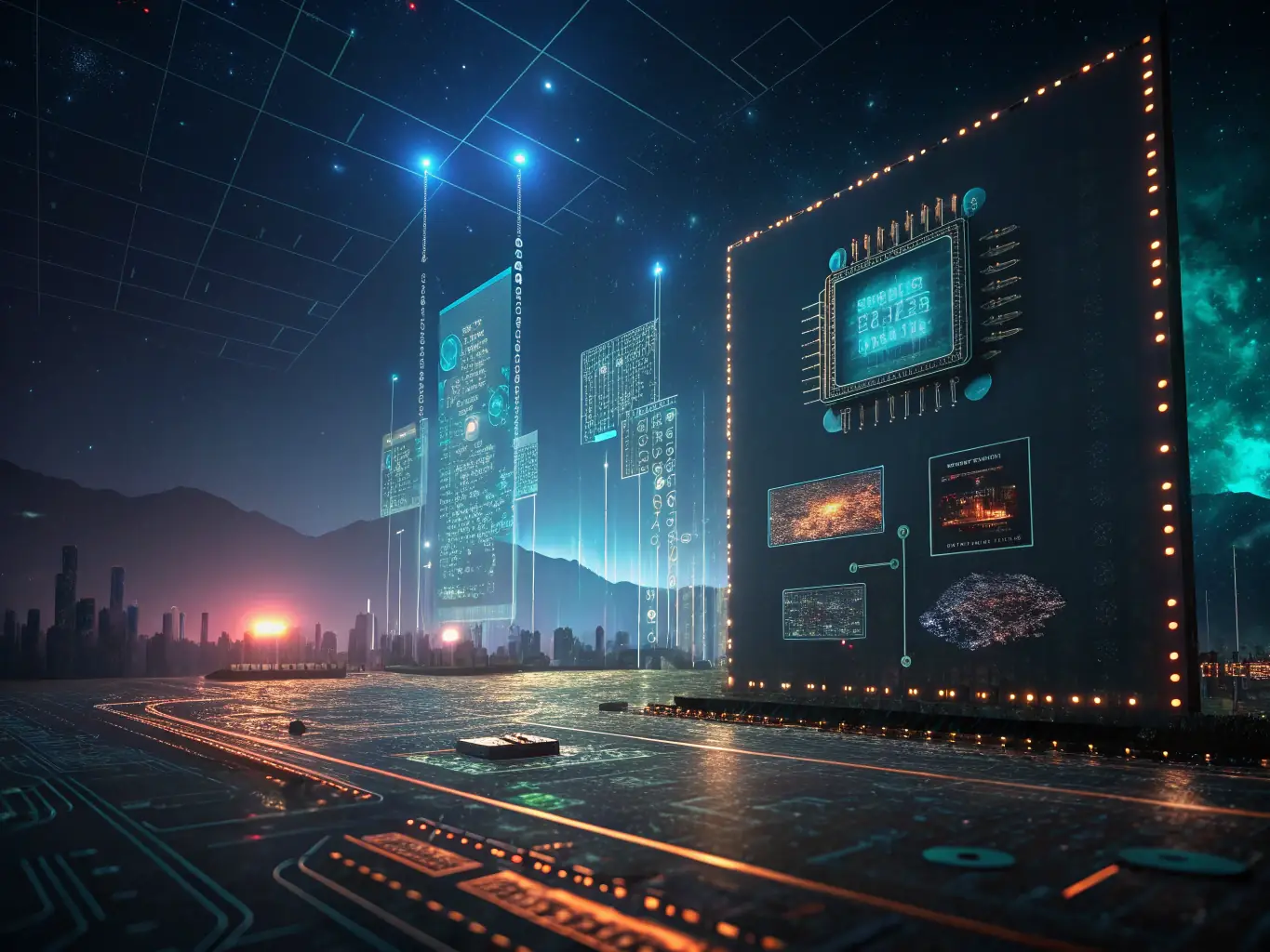 A futuristic image showcasing AI algorithms analyzing marketing data, automating campaign adjustments, and personalizing customer experiences, representing Globalview360's innovative AI-enhanced marketing solutions.